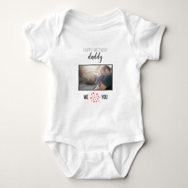 HAPPY BIRTHDAY DADDY BABY BODYSUIT CUSTOM TEXT (Front)