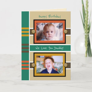 Happy Birthday Daddy brown green photo greeting Card