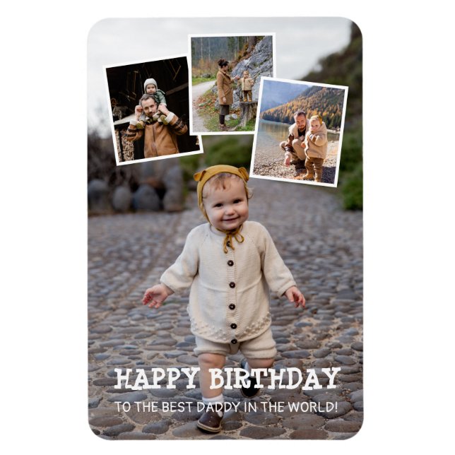 Happy Birthday Daddy Photo Collage  Magnet (Vertical)