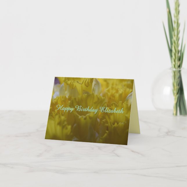 Happy Birthday Daffodils Personalizable Card (Front)
