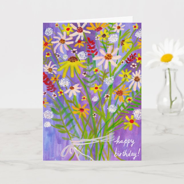 Happy Birthday Daisy Bouquet Customise it! Card (Small Plant)