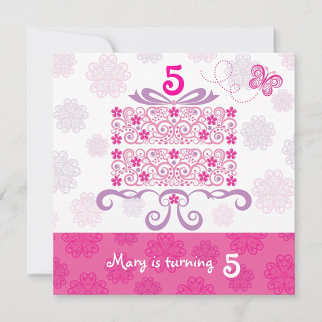 Happy Birthday Daisy Cake Invitation (Front)