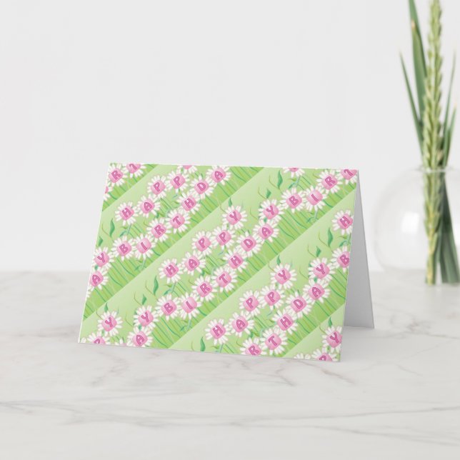 Happy Birthday Daisy Garden Design Card (Front)