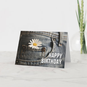 Happy Birthday Daisy in Jeans Pocket Card