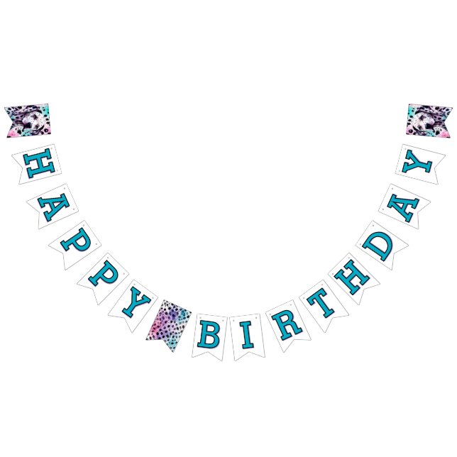 Happy Birthday Dalmatian Teal Watercolor Bunting (All)