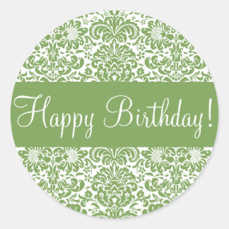 Happy Birthday Damask Envelope Sticker Seal