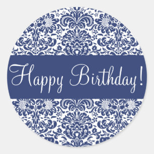 Happy Birthday Damask Envelope Sticker Seal