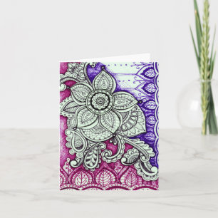 Happy Birthday Damask Indian Mandala Blank Inside Card