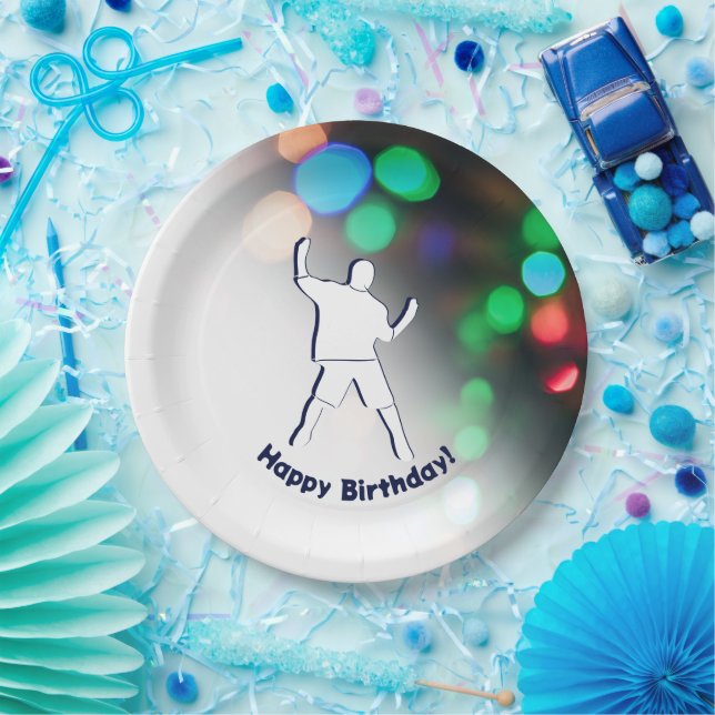 Happy Birthday Dance Party Lights Paper Plate (Party)