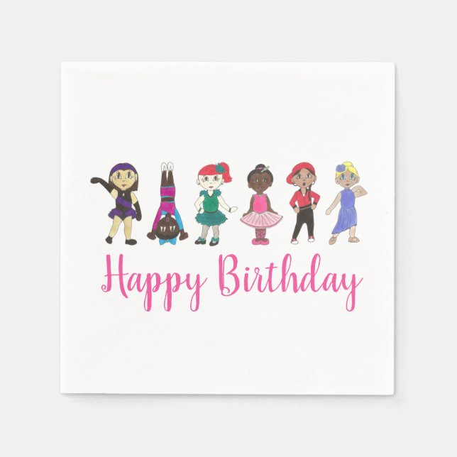 Happy Birthday Dance Themed Party Ballet Tap Jazz Napkin (Front)