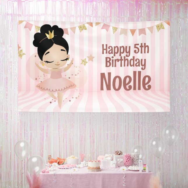 Happy Birthday! Dancing Princess Ballerina w/Tiara Banner (Party)