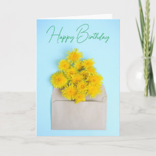 Happy Birthday Dandelions in Envelope Card