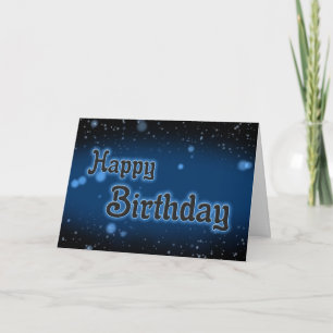 Happy Birthday dark blue birthday snowflakes Card