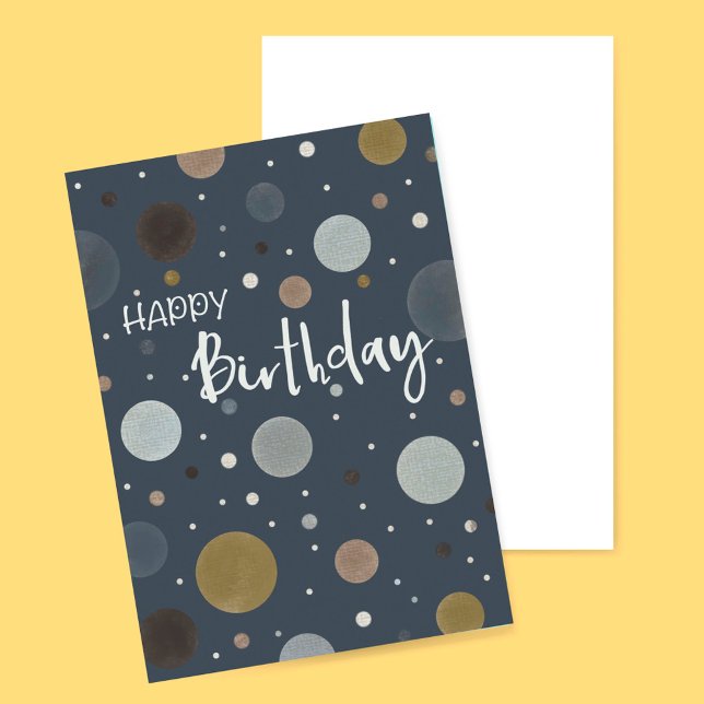 Happy Birthday Dark Blue Modern Dots  Card (Creator Uploaded)