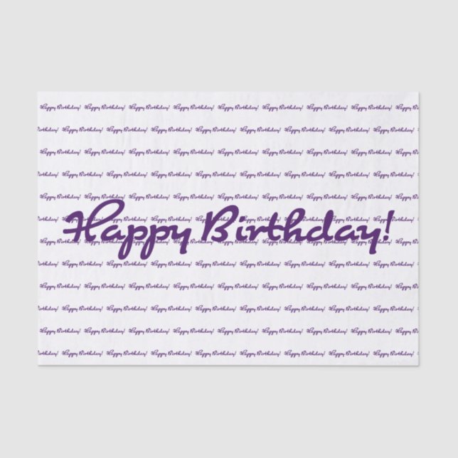 Happy Birthday! Dark Purple Casual Script Tissue Paper (Front)