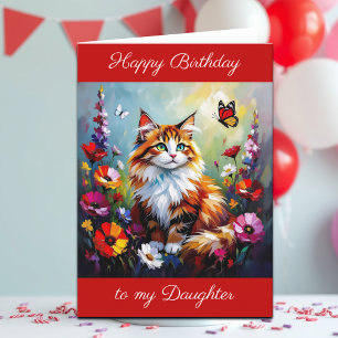 Happy Birthday Daughter   Cute Cat   Card
