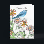 Happy Birthday Daughter In Law Bluebird Flowers Card<br><div class="desc">Birthday greetings for a special daughter-in-law decorated with a bluebird and wildflowers with pink coneflower and bright orange gallardia hand drawn with black ink and painted with watercolor. On the inside is another coneflower and a message that you can edit to fit your needs. Find matching stickers and thank you...</div>