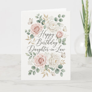 Happy Birthday Daughter-in-Law Elegant Floral Gree Card