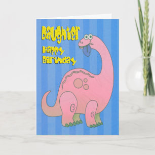 Happy Birthday Daughter Pink Dinosaur Card