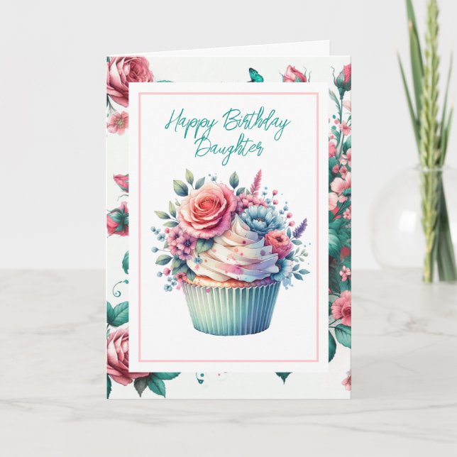 Happy Birthday Daughter | Shabby Chic Floral Card (Front)