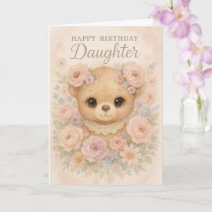 Happy Birthday Daughter Teddy Bun Roses Card