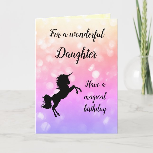 Happy Birthday Daughter Unicorn design Card (Front)