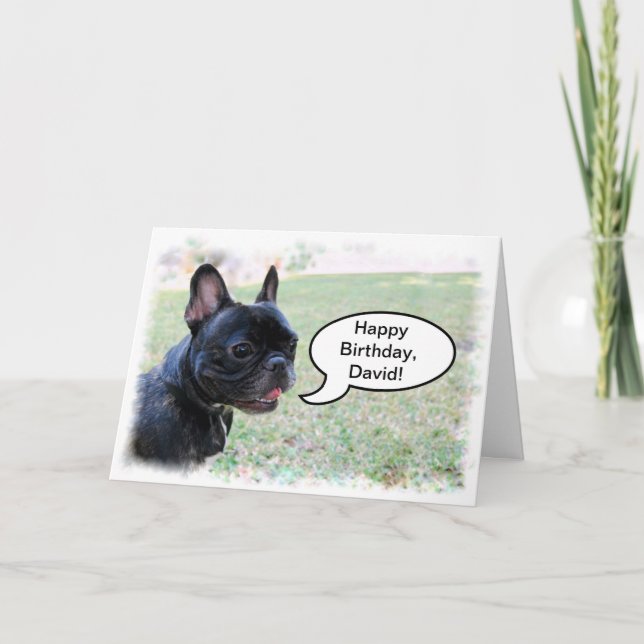 Happy Birthday David French Bulldog Card (Front)