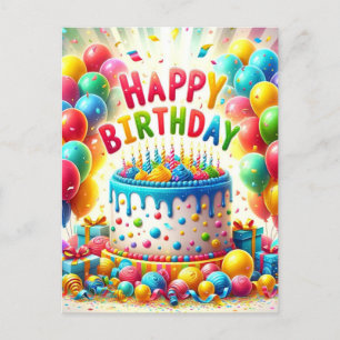 Happy Birthday Day Cake Postcard