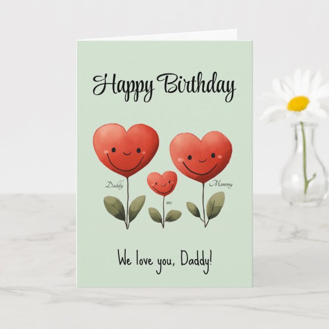 Happy Birthday Day Card For Daddy, With Poem,  (Small Plant)