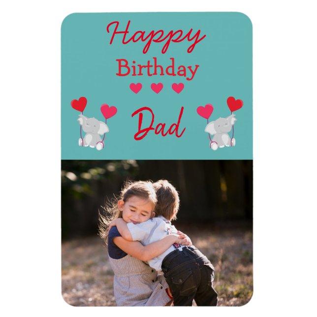 Happy Birthday Day Dad Elephant Photo Magnet (Vertical)