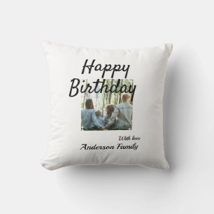 Happy birthday day photo family name elegant class cushion