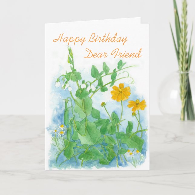 Happy Birthday Dear Friend Vegetables Peas Card (Front)