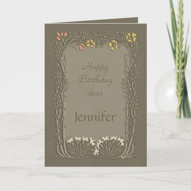 Happy Birthday dear Jennifer CC0037 Art Nouveau Card (Front)