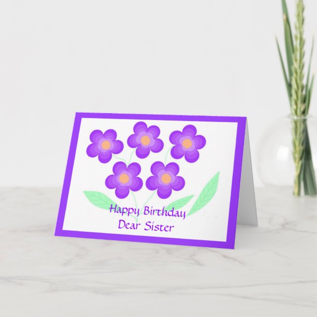 Happy Birthday Dear Sister Card (Front)