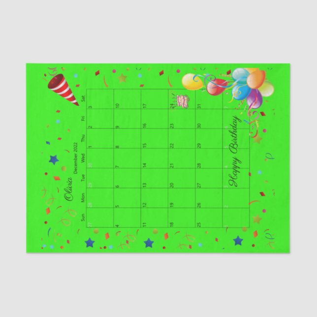 Happy Birthday December 2022 Tissue Paper (Front)