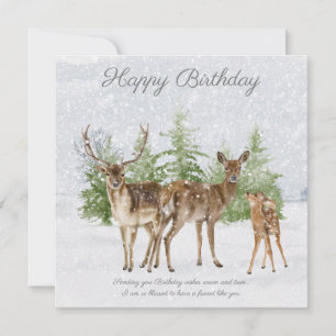 Happy Birthday Deer Holiday Card