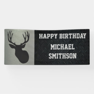 Happy Birthday Deer Hunting Men's Banner