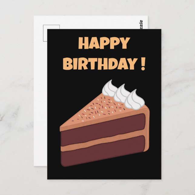 Happy Birthday Delicious Chocolate Cake Postcard (Front/Back)