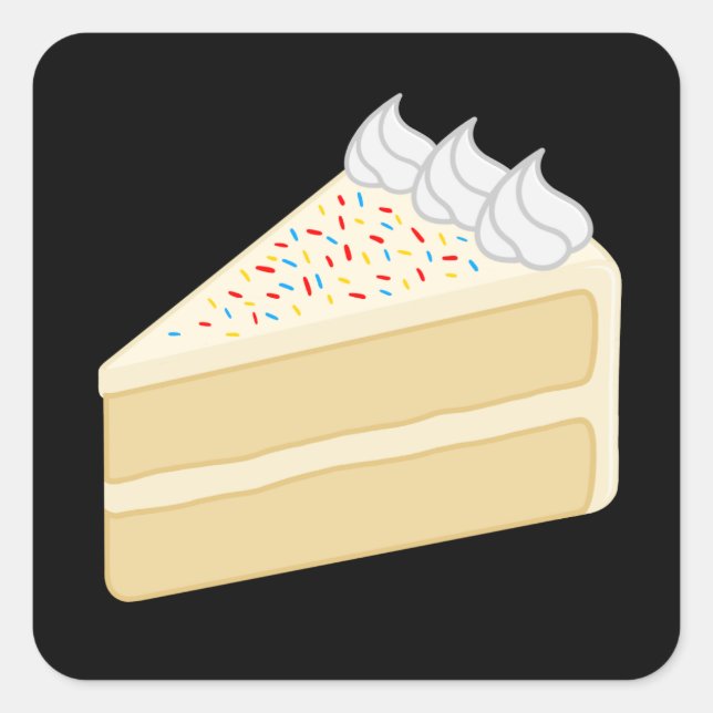 Happy Birthday Delicious Vanilla Cake Square Sticker (Front)