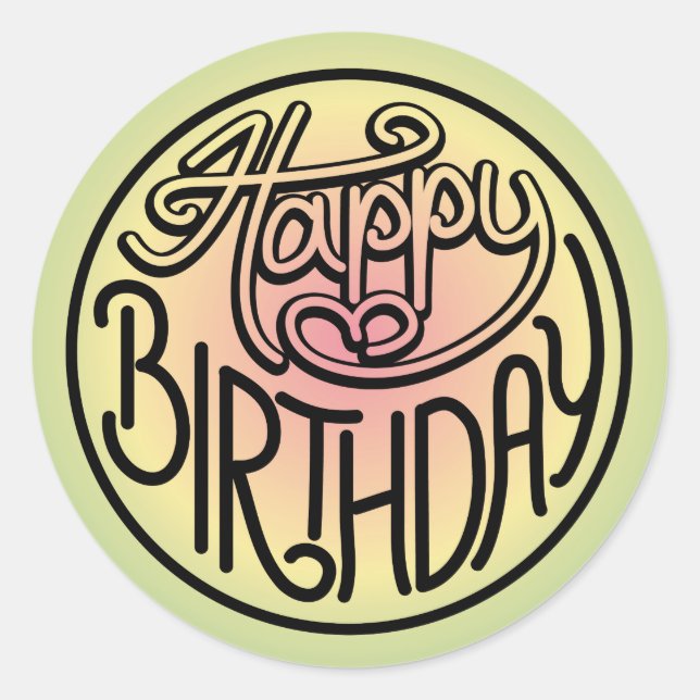 Happy Birthday design Classic Round Sticker (Front)