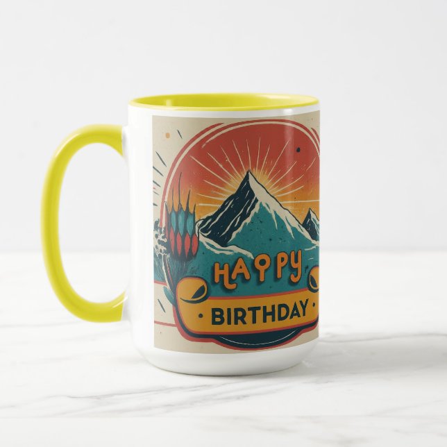 Happy Birthday Design Hill Mug (Left)