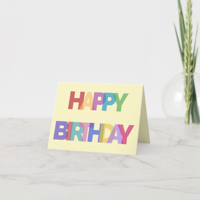 Happy Birthday Design in Cheerful Colours Thank You Card (Front)