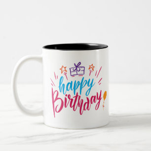 Happy Birthday Design Two-Tone Coffee Mug