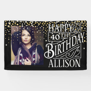 Happy Birthday design with golden confetti Banner
