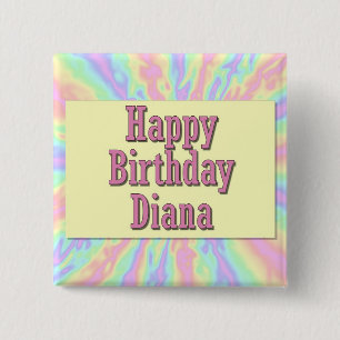Happy Birthday Diana 15 Cm Square Badge