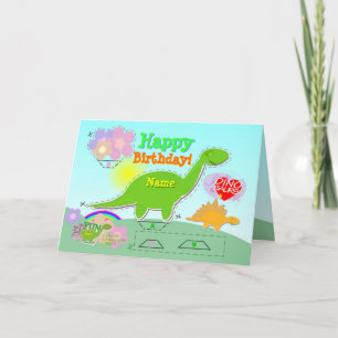 Happy Birthday Dino Name 3D Cut & Fold Craft Card