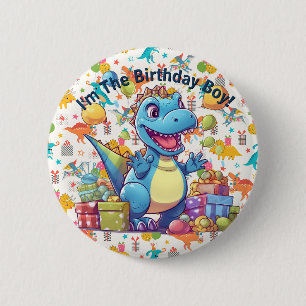 Happy Birthday Dinosaur 6 Cm Round Badge