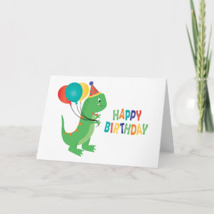 Happy Birthday Dinosaur Balloons Card