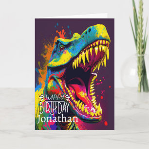 Happy Birthday Dinosaur Blue Roar  Card