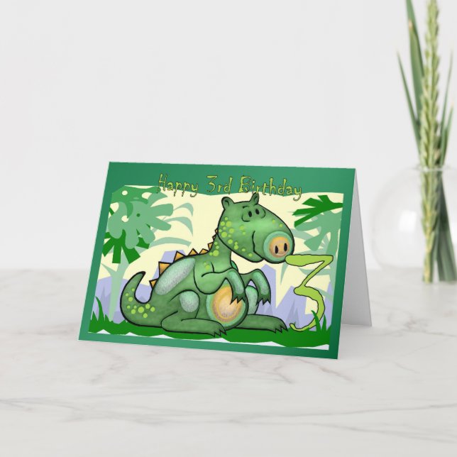 Happy Birthday Dinosaur Card 3rd Birthday (Front)